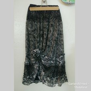 Black and white bohemian maxi skirt